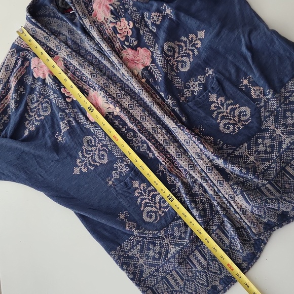 Biya Johnny Was Blue Pink Floral Embordiered Kimono Jacket Small - Picture 8 of 8